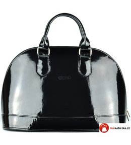 Luxusní elegantní kabelka Grosso S24 černá lesklá