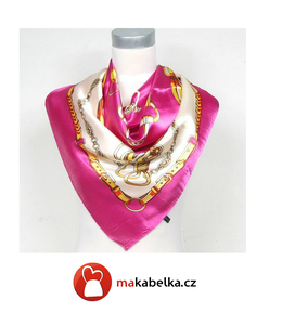 Dámský růžový šátek na krk Veronika 90x90cm satén